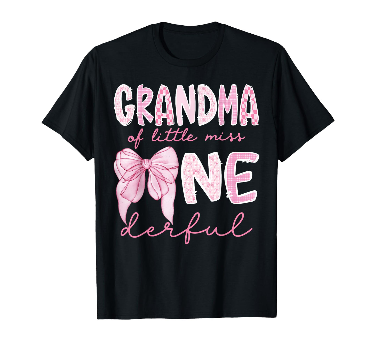 Grandma of Little Miss Onederful 1St Birthday Girl Coquette T-Shirt