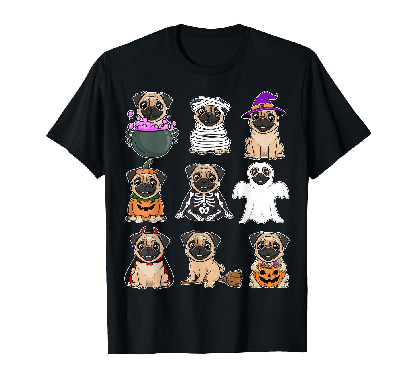 Pug Halloween Costume Spooky Ghost Pumpkin Pug Halloween T-Shirt