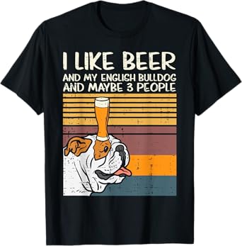 Beer English Bulldog 3 People Funny Drinking Dog Lover Gift T-Shirt