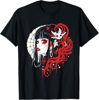 Horror Anime Manga Tee I Gothic Outfit I Japanese Chibi Girl T-Shirt