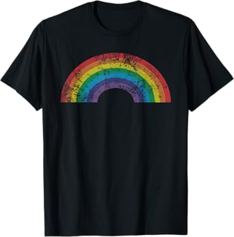 Rainbow Vintage Retro 80's Style Gift Men Women Gift T-Shirt