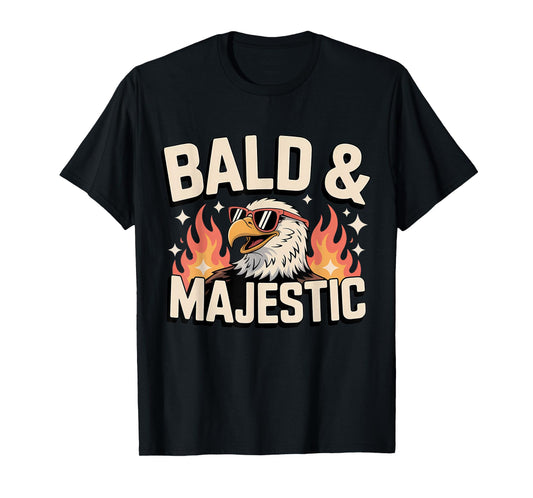 Bald and Majestic Funny Dad Tee | Patriotic Eagle Gifts T-Shirt
