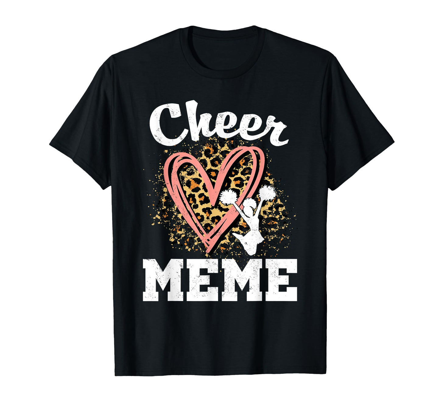 Cheer Meme Leopard Heart Cheerleader T-Shirt