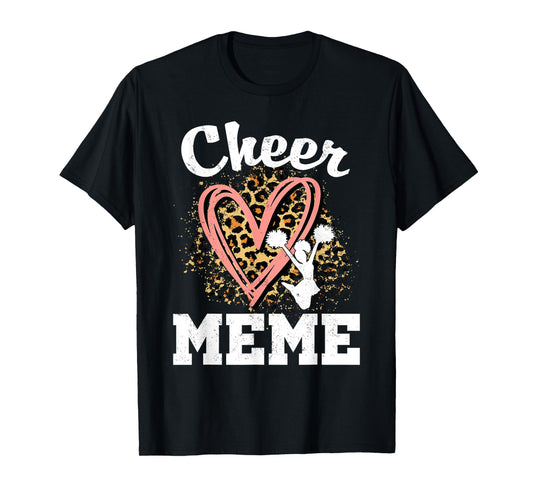 Cheer Meme Leopard Heart Cheerleader T-Shirt