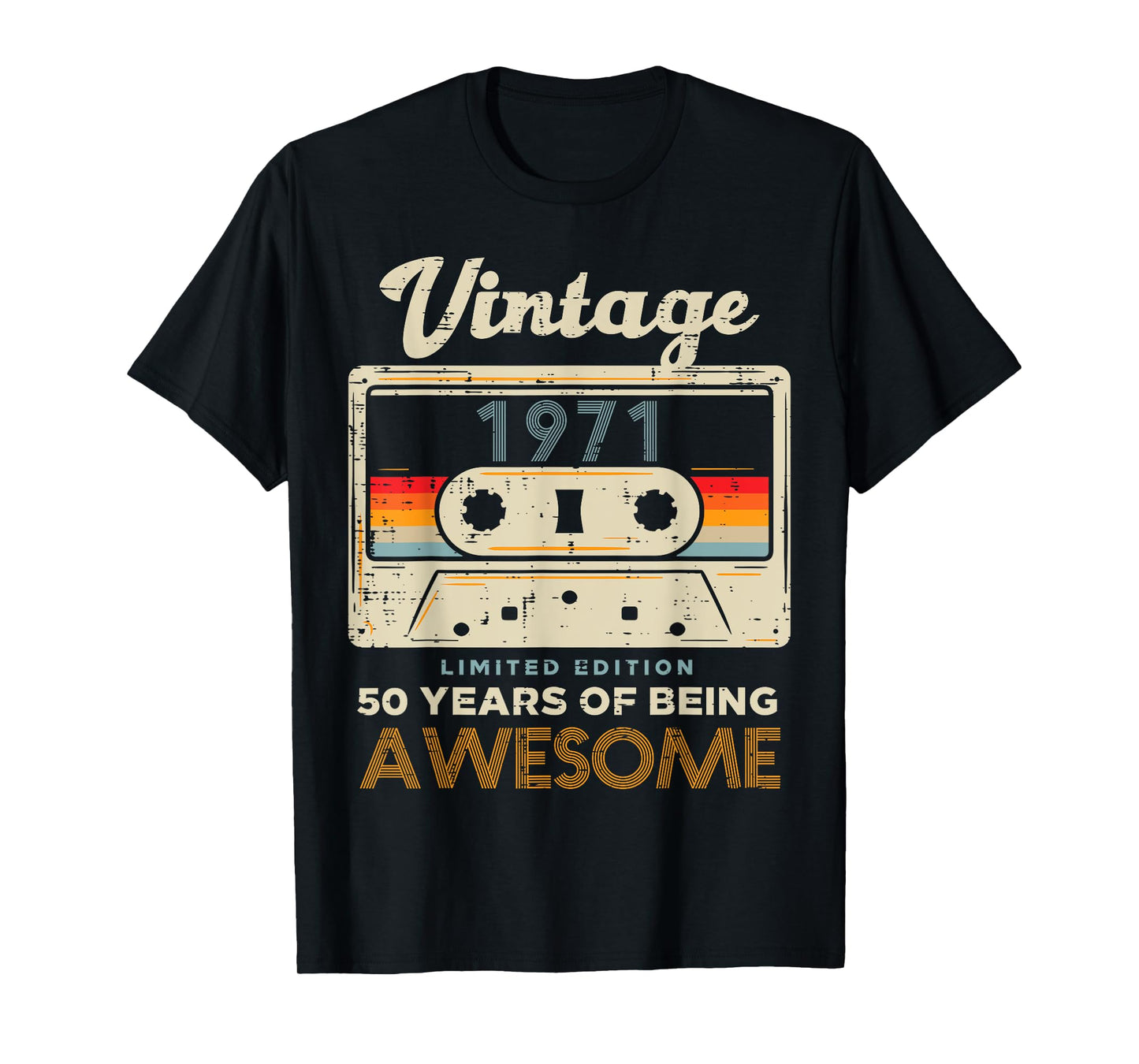 Vintage 1971 Cassette Tape 50 Awesome 50th Birthday Gift T-Shirt