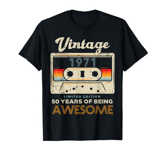 Vintage 1971 Cassette Tape 50 Awesome 50th Birthday Gift T-Shirt