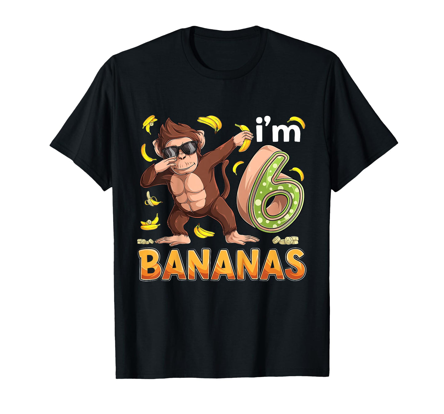 6 Year Old Monkey Birthday Safari Jungle Animal 6th B-day T-Shirt