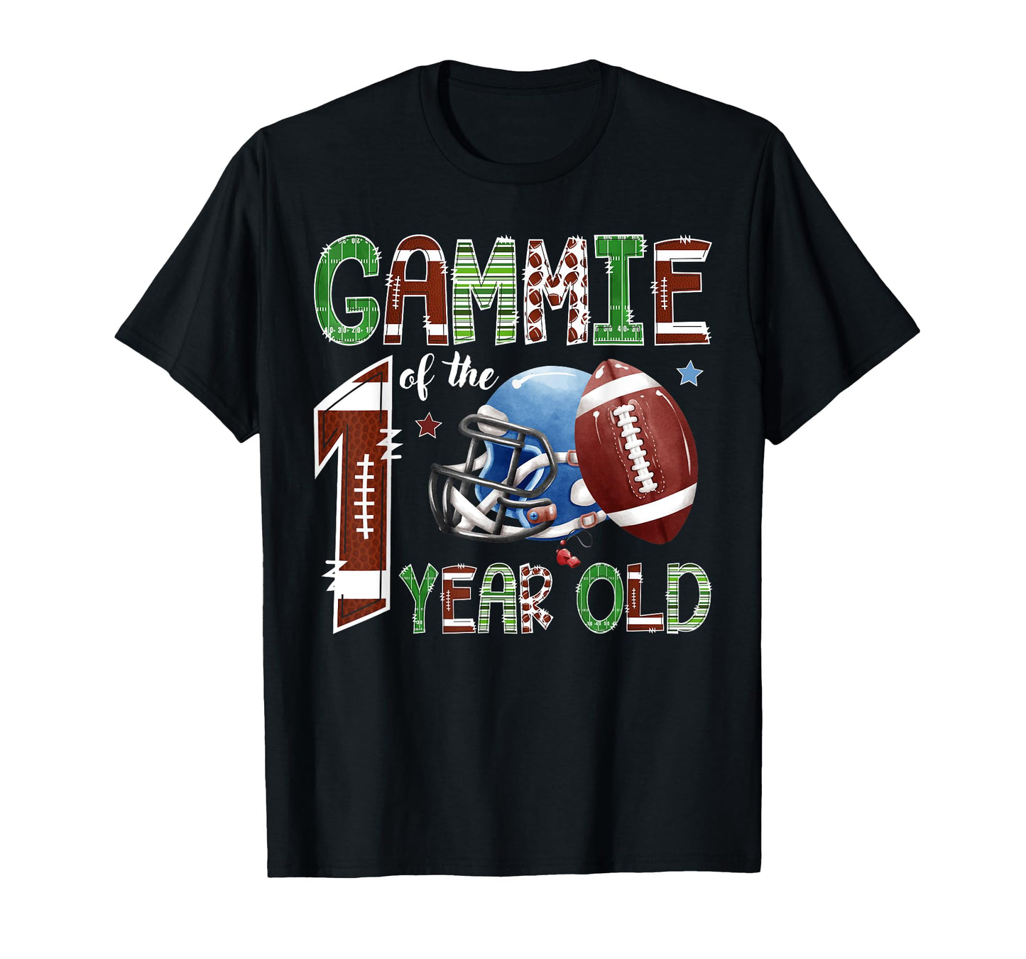 Gammie Of The 1 Year Old Football 1St Year Down Birthday T-Shirt