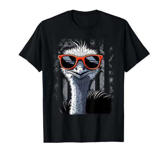 Cool Emu Bird Wearing Sunglasses Graphic Art T-Shirt