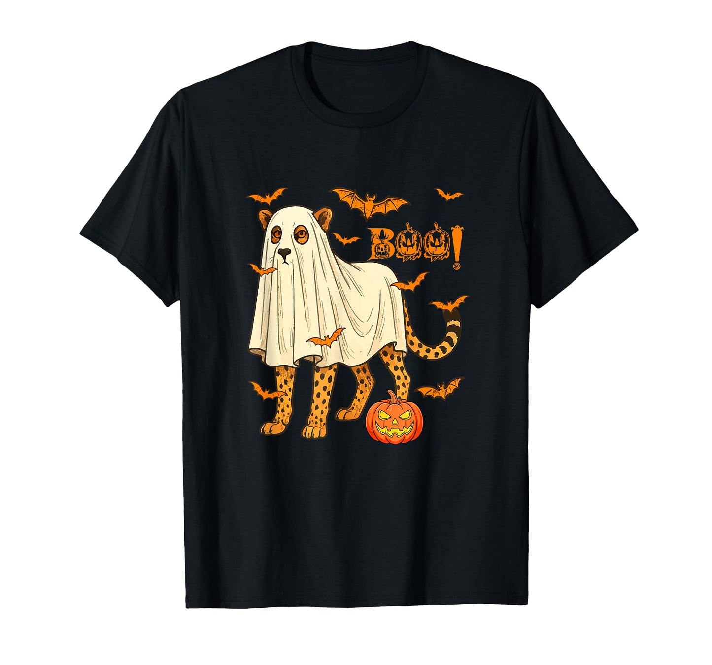 Boo Halloween Cheetah Cosplay Ghost Costume Animal Lover T-Shirt