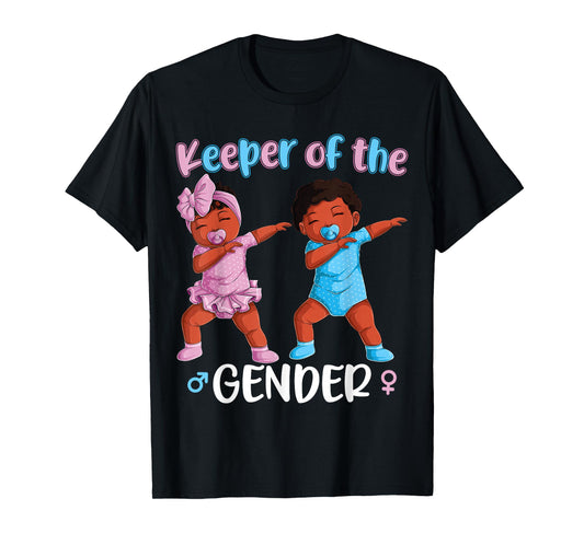 Keeper Of The Gender Reveal Black Baby Announcement Women T-Shirt