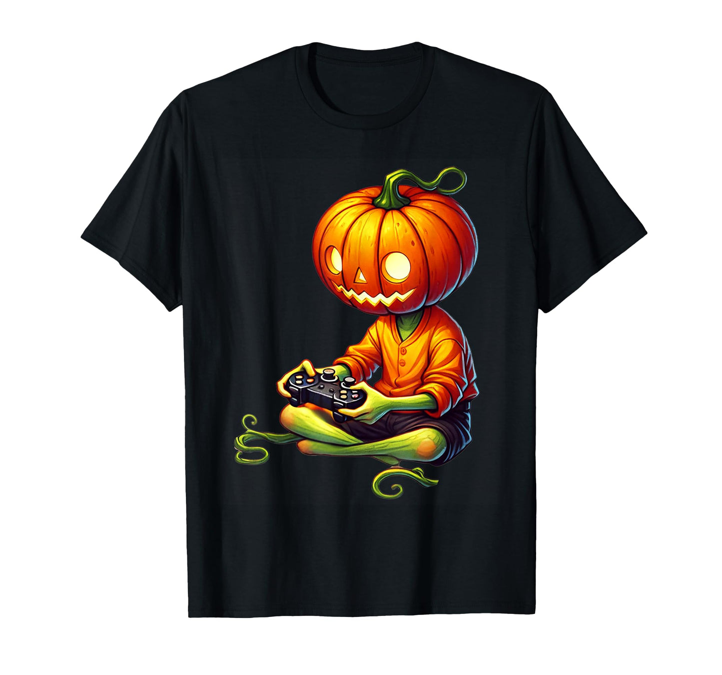 Halloween Pumpkins Head Gamer Video Gaming Boys Men Kids T-Shirt