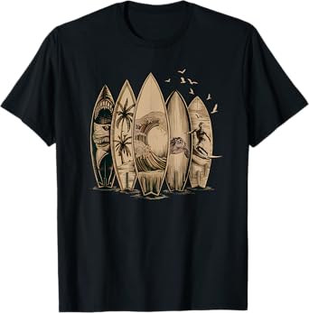 Cool Surfing Tropical Surfboards Vintage Surfboarder Surfer T-Shirt