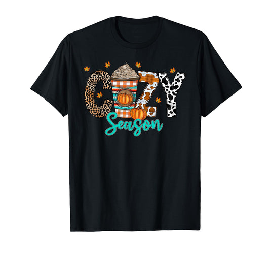 Cozy Season Pumpkin Spice Autumn Fall Leaves Thanksgiving T-Shirt