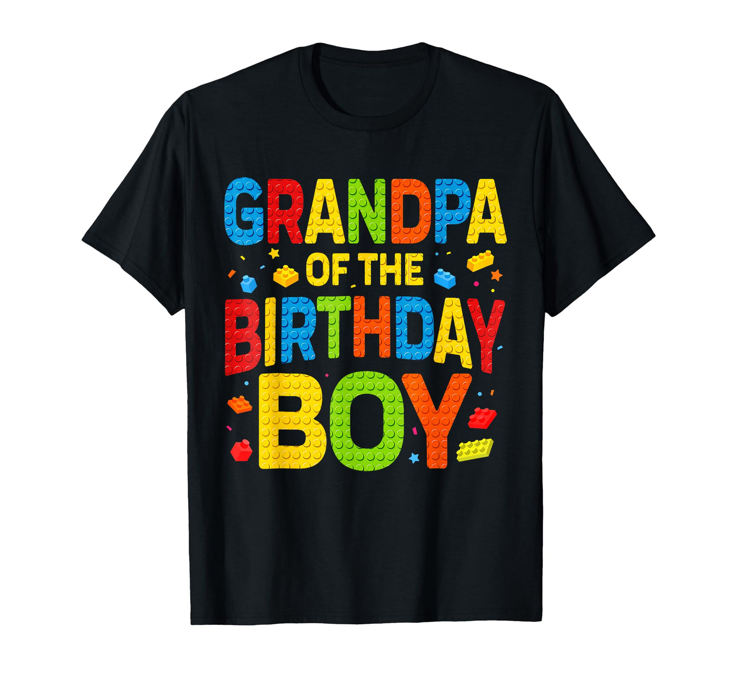 Bday Party Grandpa Of The Birthday Boy Shirt Building Block T-Shirt