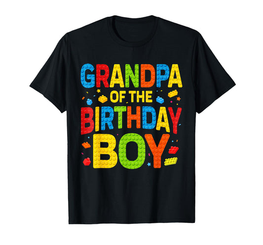 Bday Party Grandpa Of The Birthday Boy Shirt Building Block T-Shirt