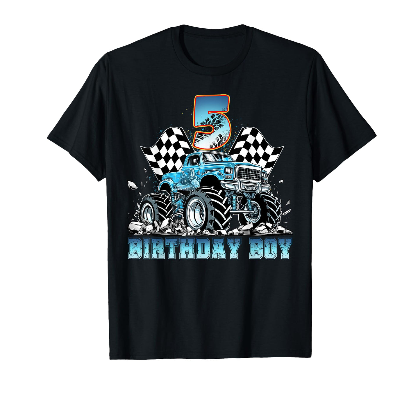 Birthday Monster Truck Funny Birthday 5 year Old Boys Kids T-Shirt