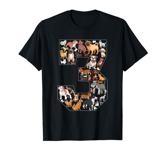 3rd Birthday Dog Lovers 3 Year Old Boys Girls Party T-Shirt