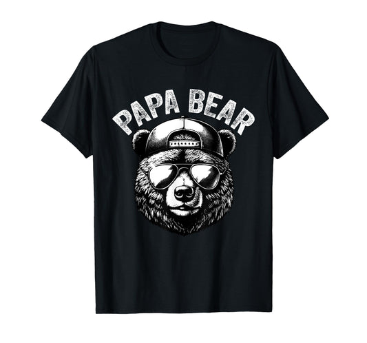 Papa Bear Face Grizzly Fathers Day Bear Lover Mens T-Shirt