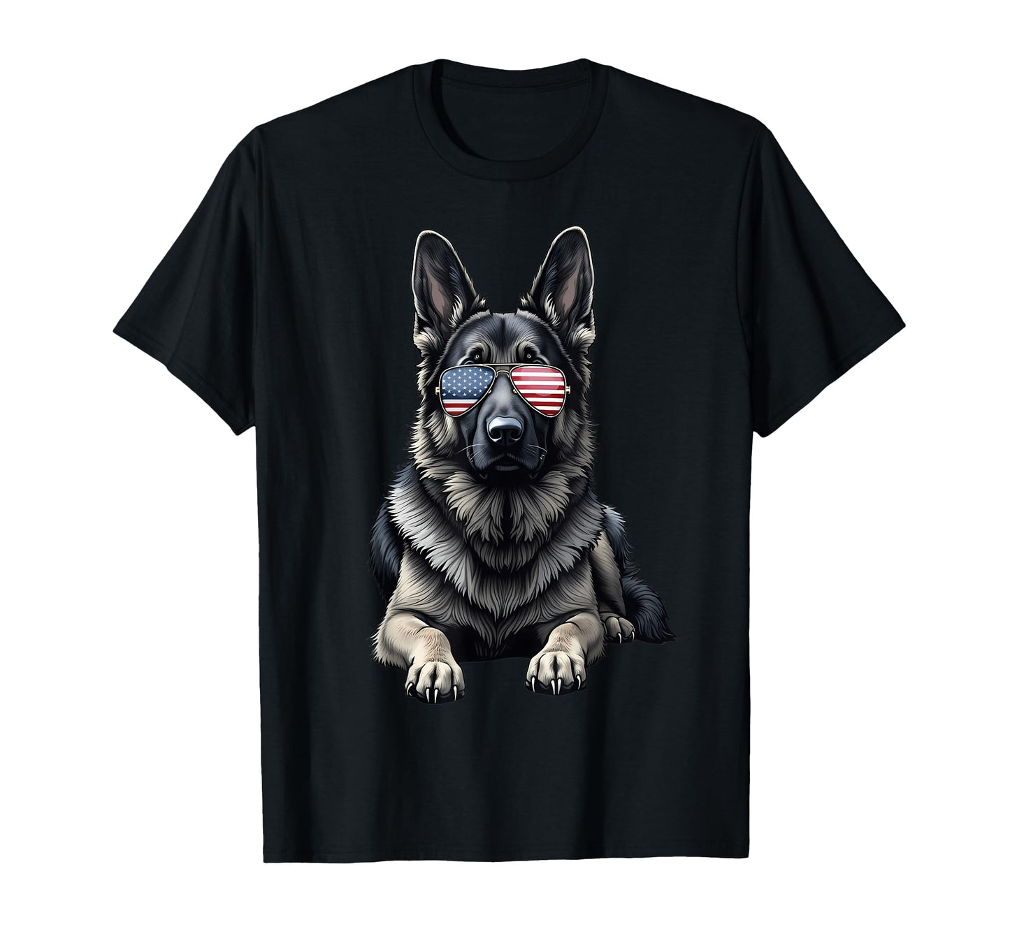 German Shepherd USA Flag Sunglasses Patriotic 4th of july T-Shirt