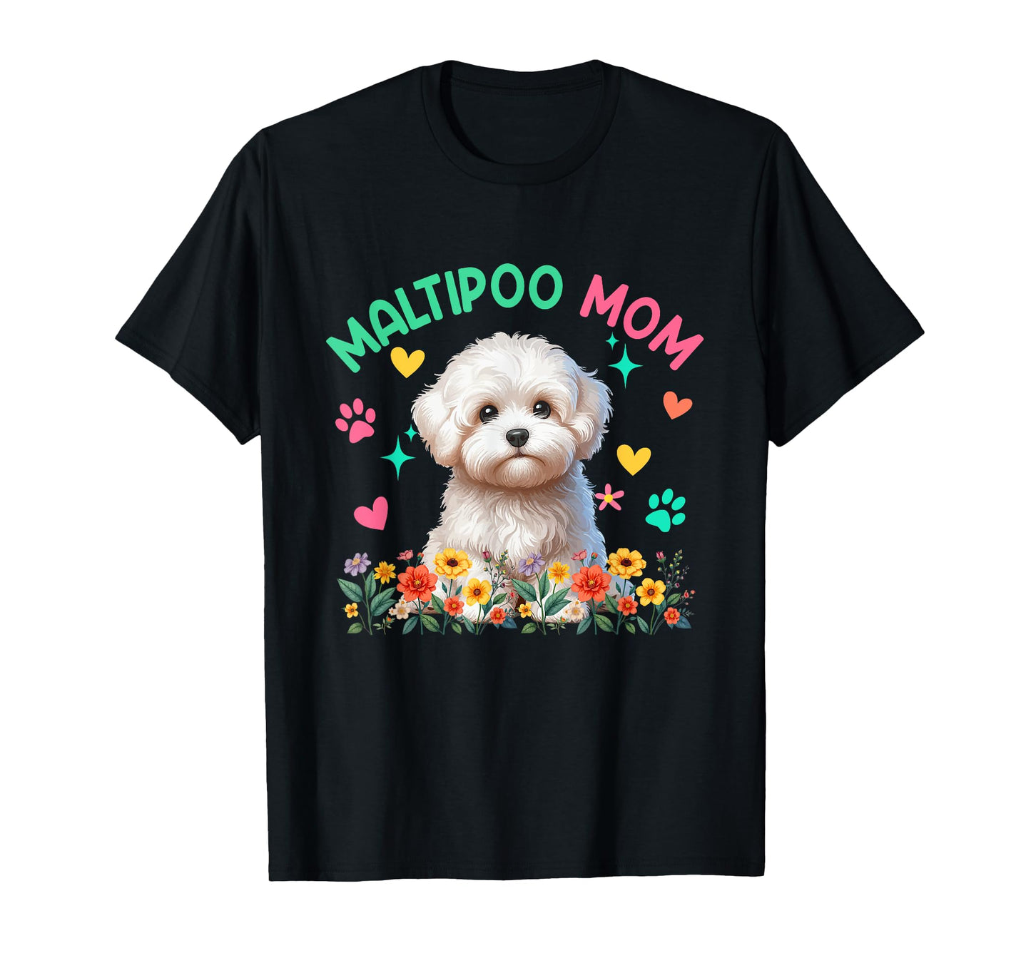 Maltipoo Mom Mother's Day Floral Cute Dog Owner Family Group T-Shirt for Men Women Girls Kids