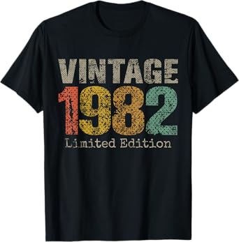 Vintage 1982 Limited Edition 43rd Birthday Gifts 43 Year Old T-Shirt