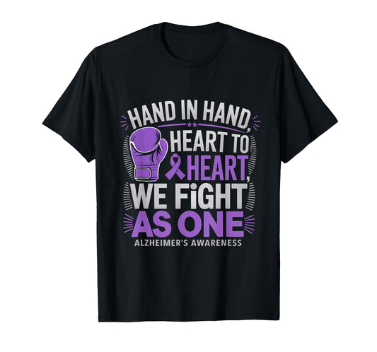 Alzheimer's Awareness We Fight As One Purple Ribbon Boxing T-Shirt
