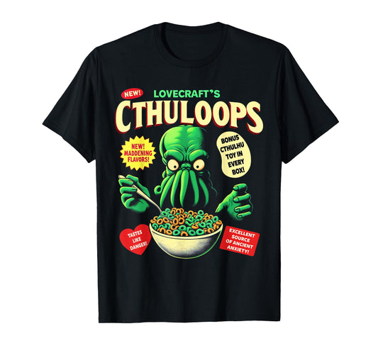 Cthuloops Cereal Parody T-Shirt for Horror Fans - Cthulhu T-Shirt