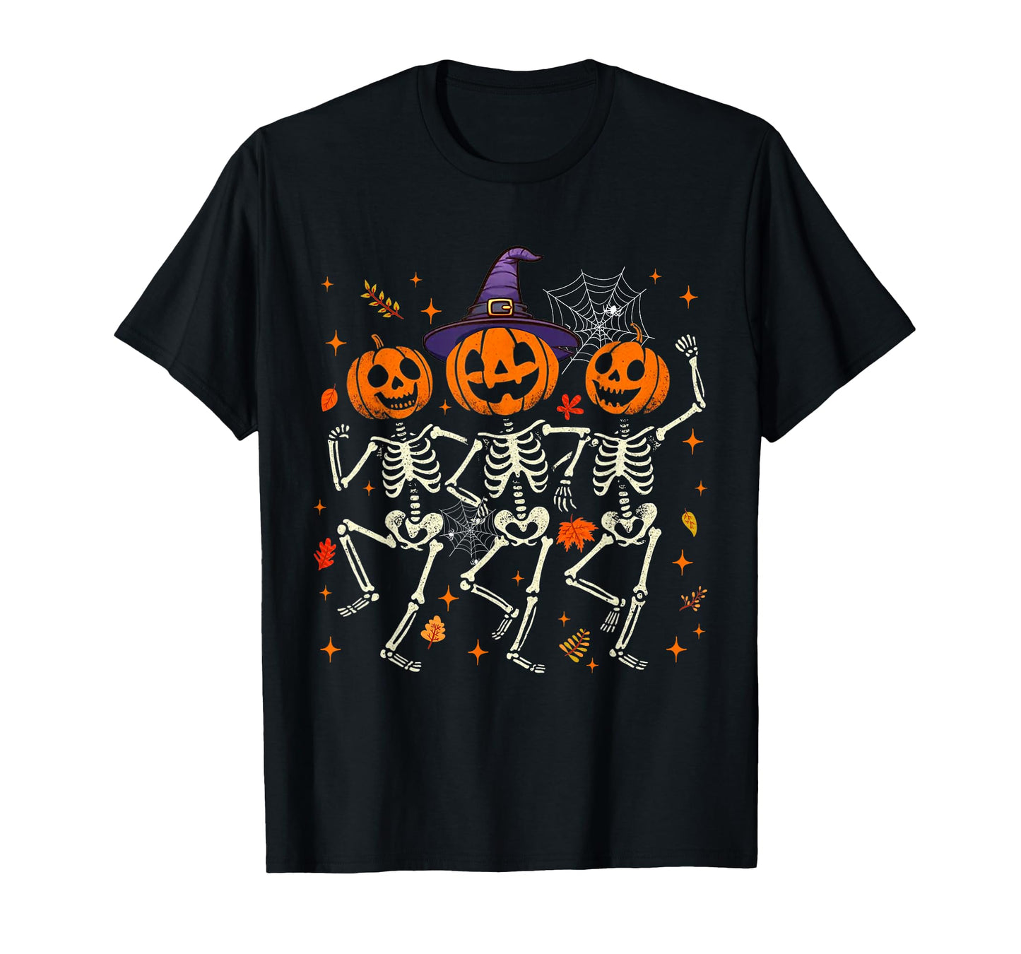 Pumpkin Skeleton Halloween Spooky Season Fall Tee for Women T-Shirt