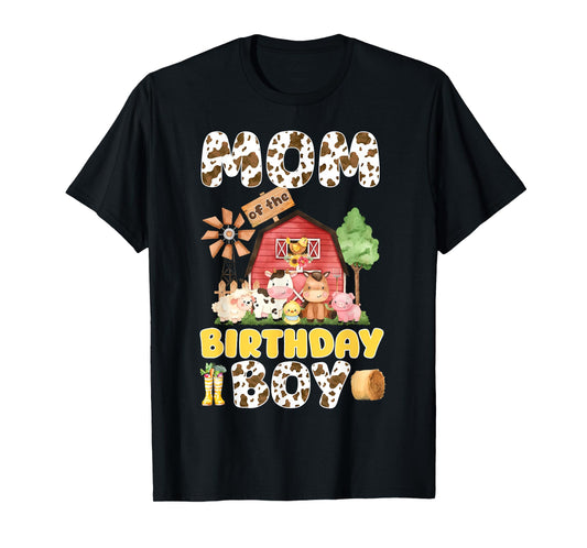 Mom of The Birthday Boy Animals Farm Family Matching Party T-Shirt