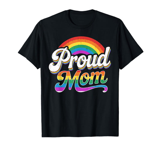 Colorful Retro Art for Proud Mom LGBTQ Pride Month Gay Pride T-Shirt