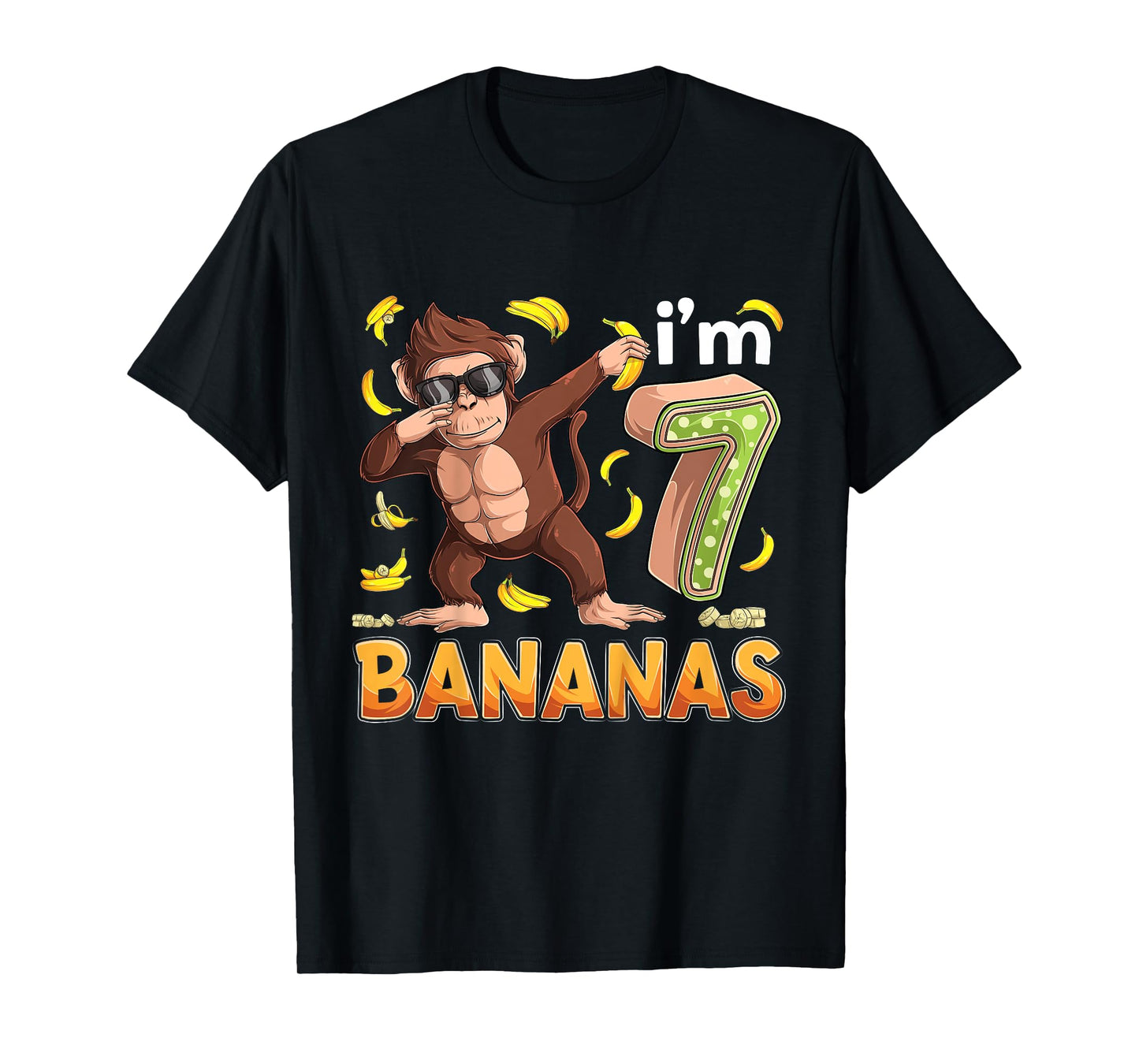 7 Year Old Monkey Birthday Safari Jungle Animal 7th B-day T-Shirt
