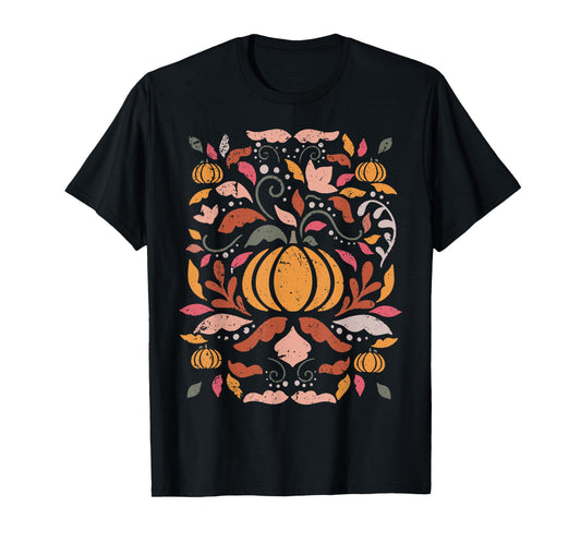 Cottagecore Floral Pumpkin Retro Autumn Fall Halloween T-Shirt
