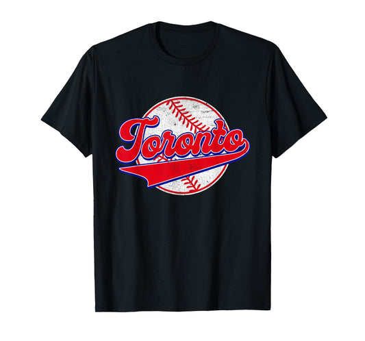 Toronto Cityscape Vintage Baseball Men Women Kids T-Shirt