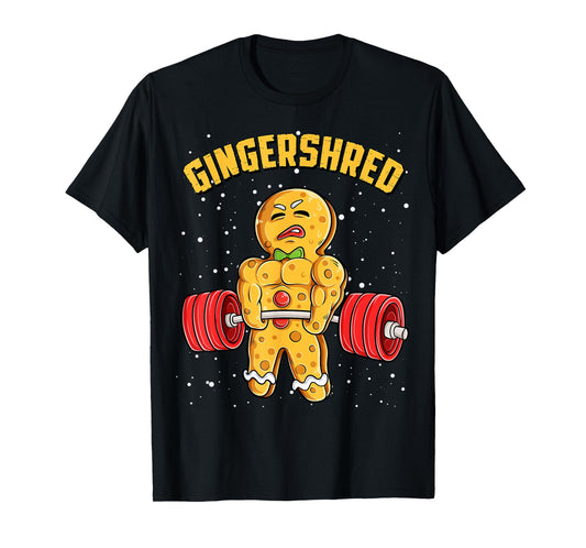 Gingershred Funny Gingerbread Man Gym Bodybuilding Christmas T-Shirt