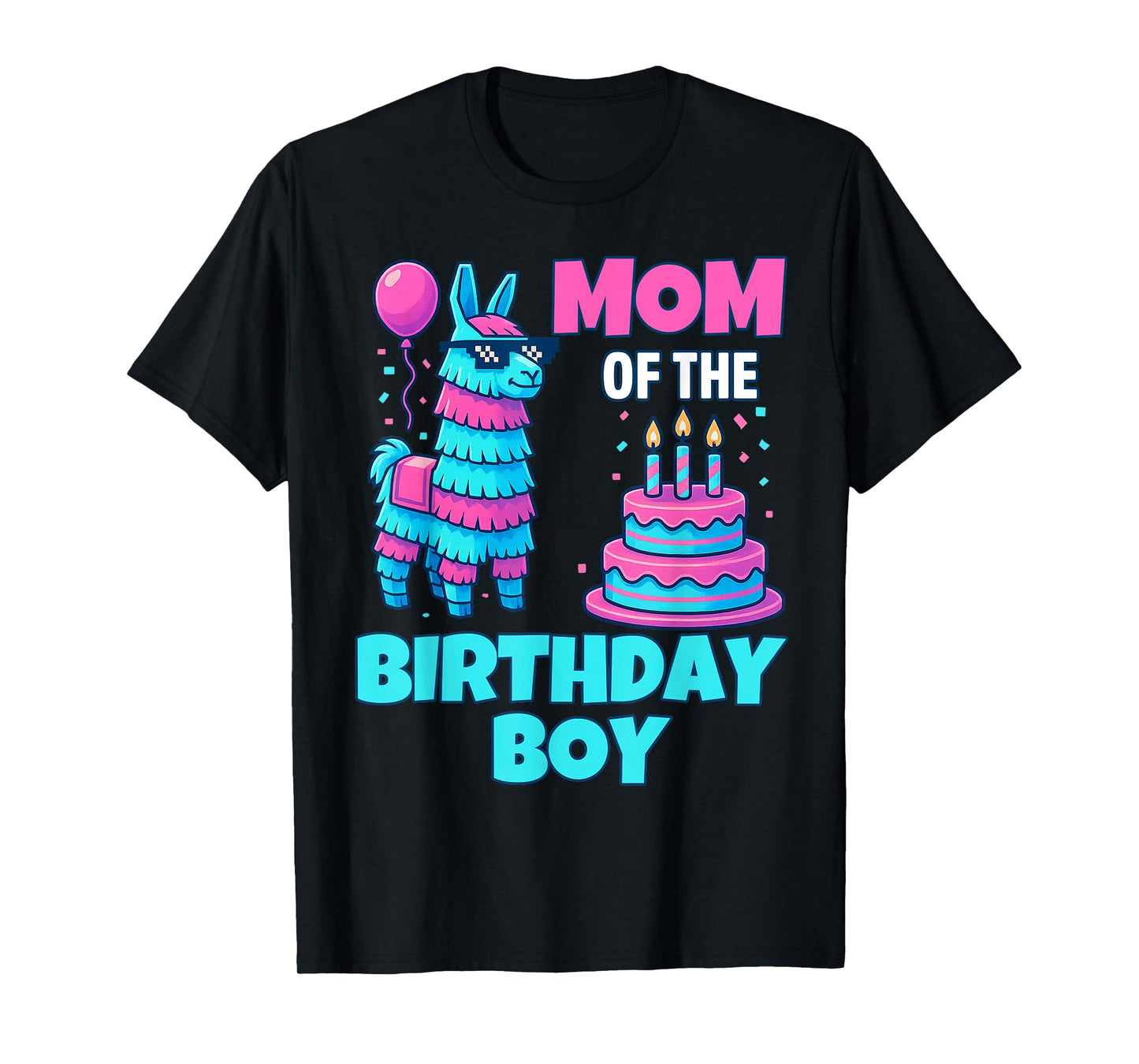 Mom of Birthday Boy Llama Pinata Party family mathing women T-Shirt