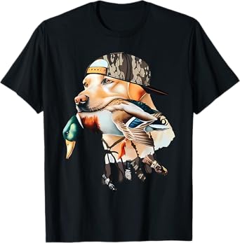 Bold Hunting Dog With Duck Hello Hunting Season Men Women T-Shirt