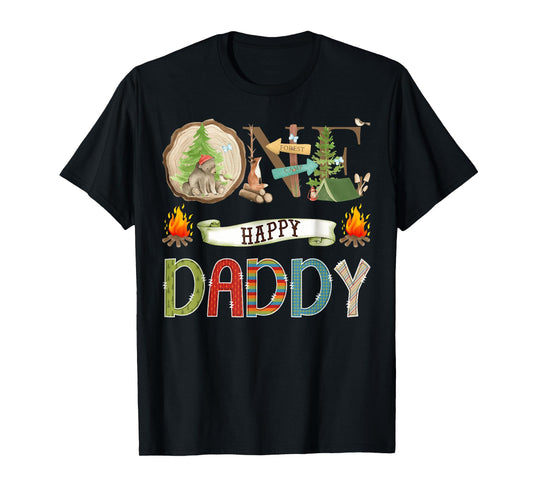 One Happy Daddy Camper 1St Birthday Camping Bear T-Shirt