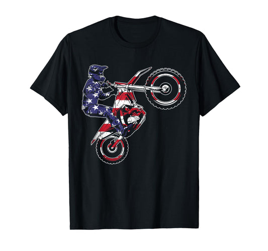 Cool Dirt Bike Art For Men Women US Dirtbike Motorcycle Race T-Shirt