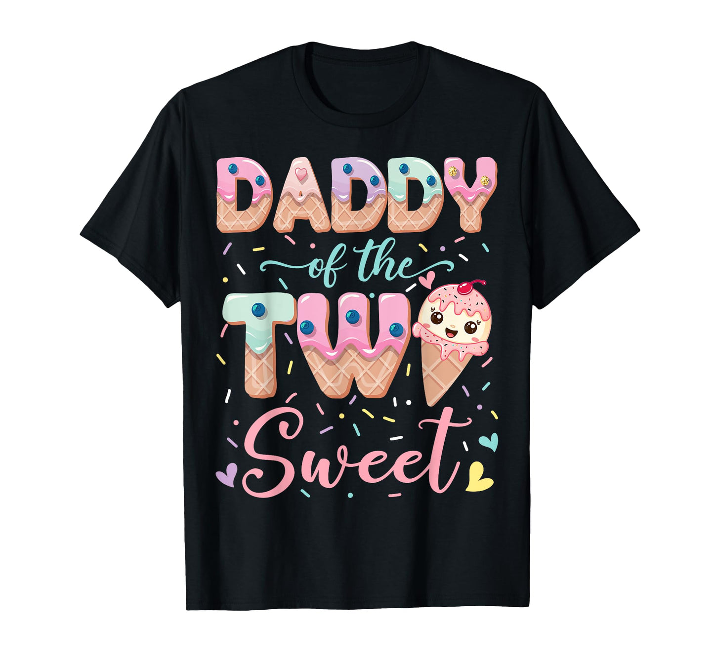 Daddy Of The Two Sweet Ice Cream Lover 2Nd Birthday Girl T-Shirt