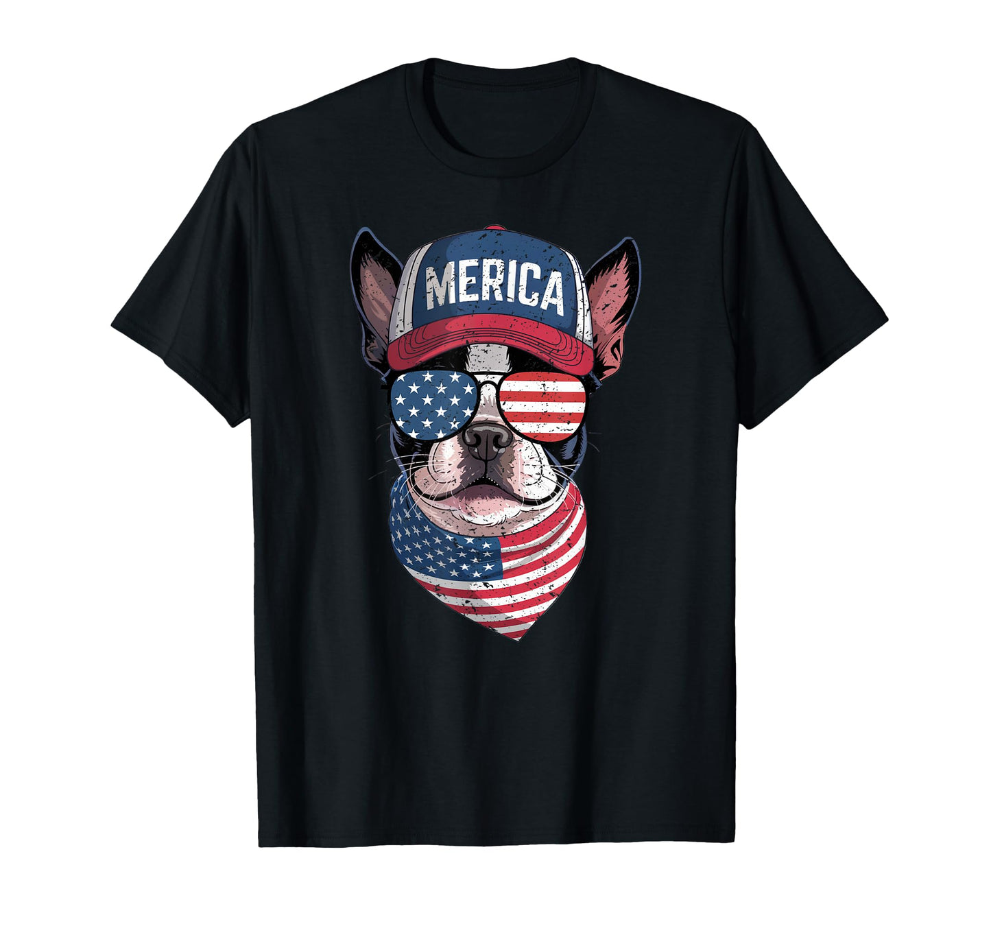 Boston Terrier 4th of July US Merica Bostie Dog Patriotic T-Shirt for Men Women Kids