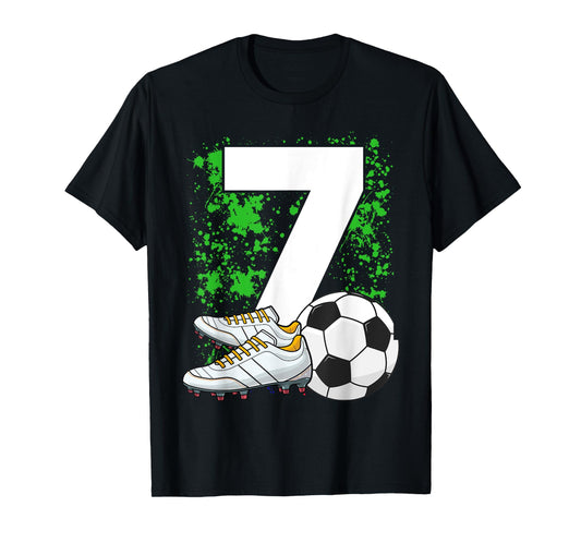 7th Birthday Boys 7 Years Soccer Football Player Birthday T-Shirt