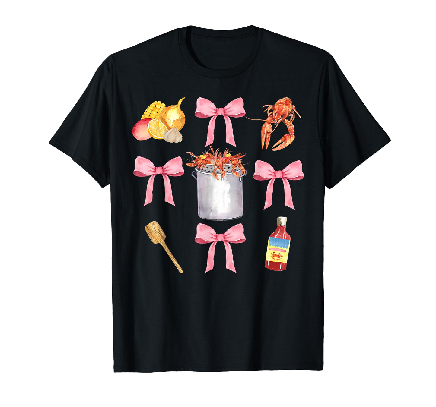 Pink Bow Cute Coquette Crawfish Clean Girl Aesthetic T-Shirt
