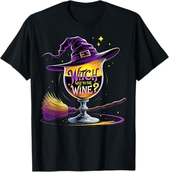 Witch Way To The Wine Funny Womens Wine Drinking Top T-Shirt