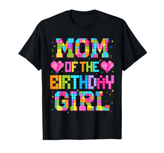 Mom And Dad Of The Birthday Girl Build Brick Family Matching T-Shirt