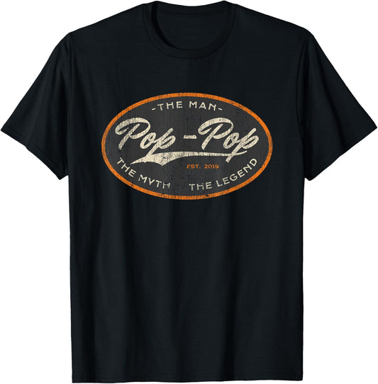 Vintage Pop Pop New Grandpa Est. 2019 The Man Myth Legend T-Shirt
