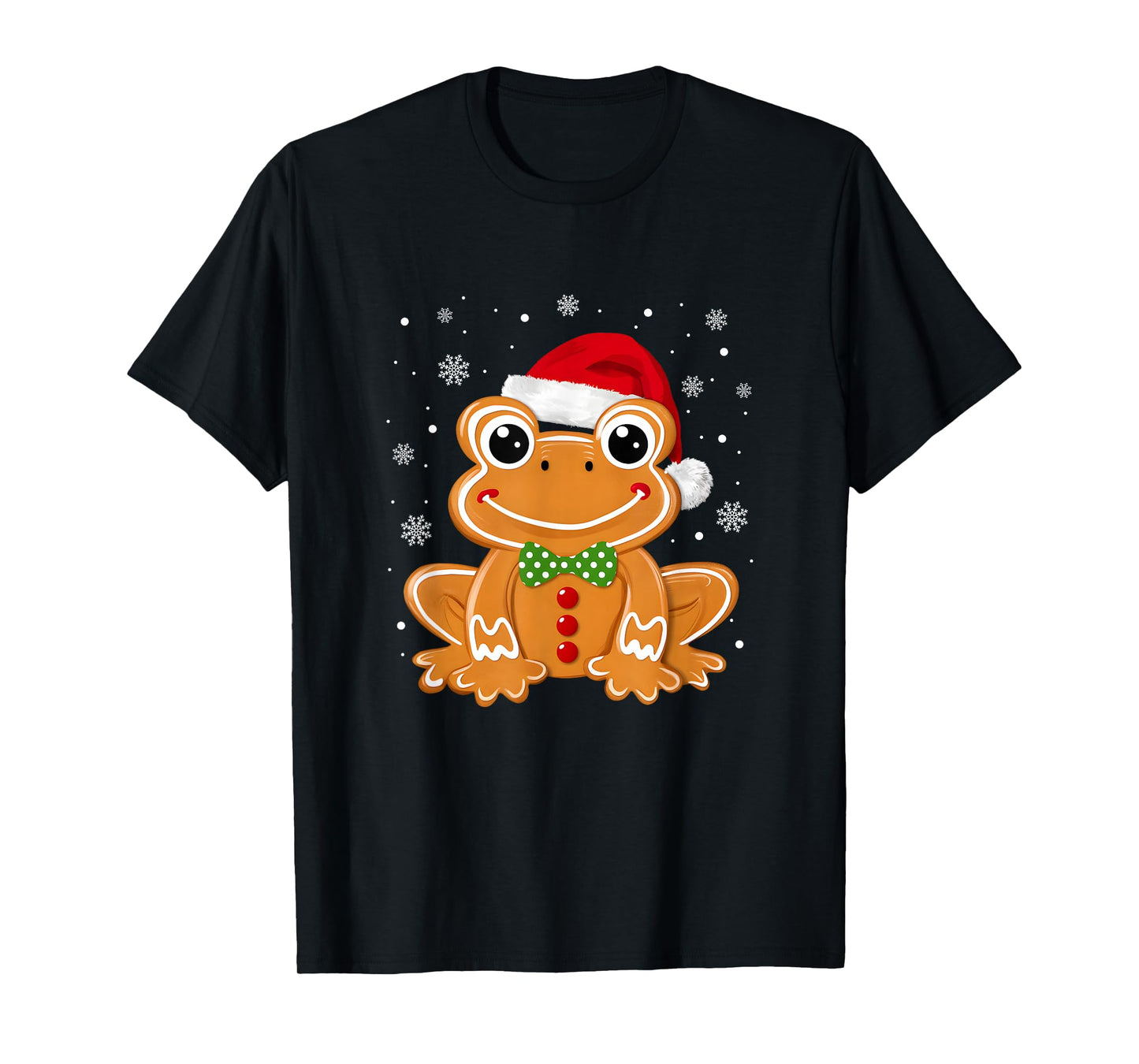 Funny Gingerbread Man Frog Christmas Womens Mens Kids T-Shirt
