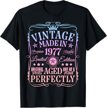 Vintage 48th Birthday Decorations Vintage 1977 48 Years Old T-Shirt