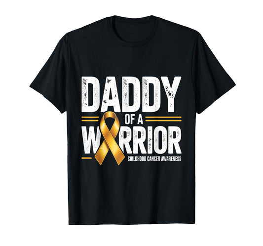 Daddy of a Warrior Childhood Cancer Awareness Ribbon Graphic T-Shirt