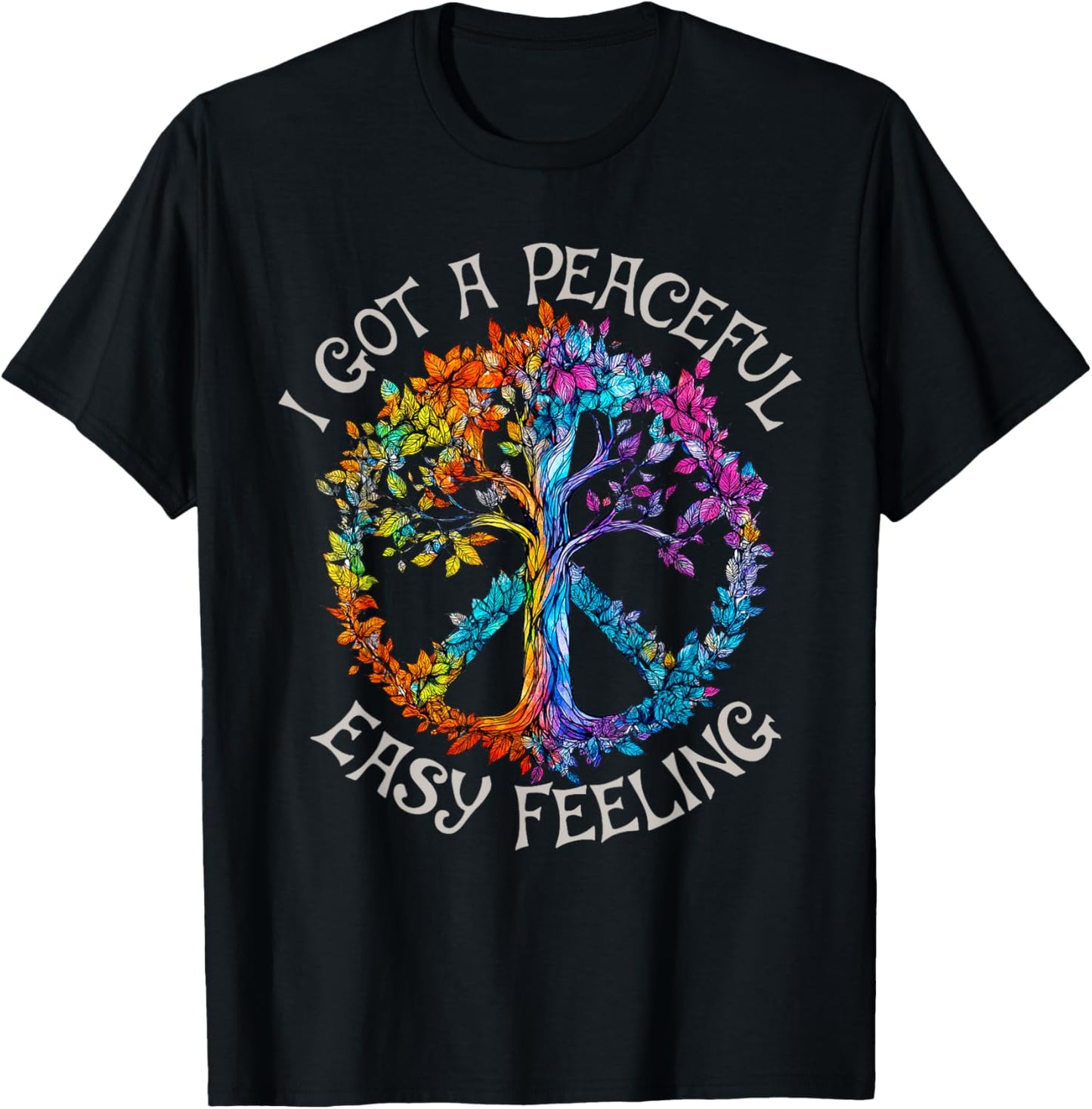 I Got An Easy Peaceful Feeling Vintage Art Forest Peace Tree T-Shirt